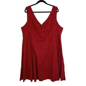 Disney Red Plus Size Minnie Mouse Rose Print Dress 26 Sleeveless V-Neck